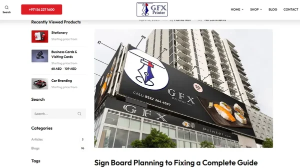 Screenshot GFX Printer Website Blog