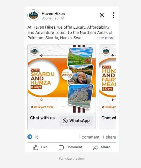 Screenshot of Ad Copy Designed